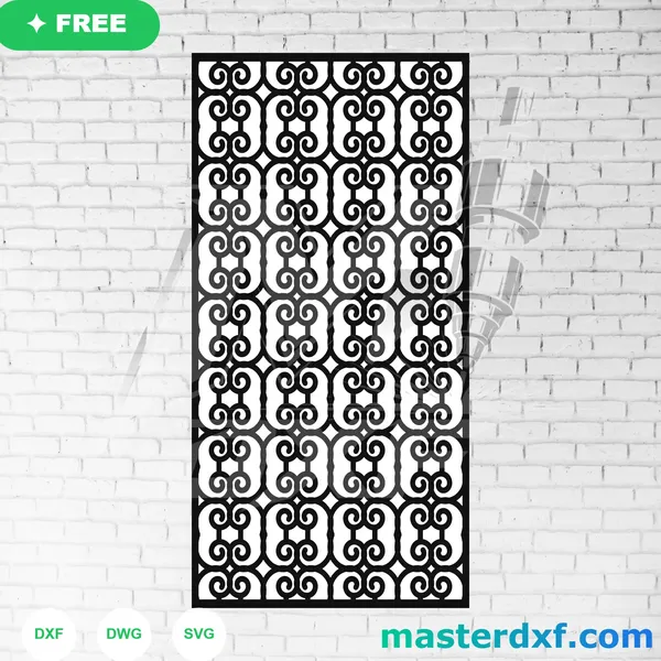 Wrought Iron Scroll Door Panel Free DXF File